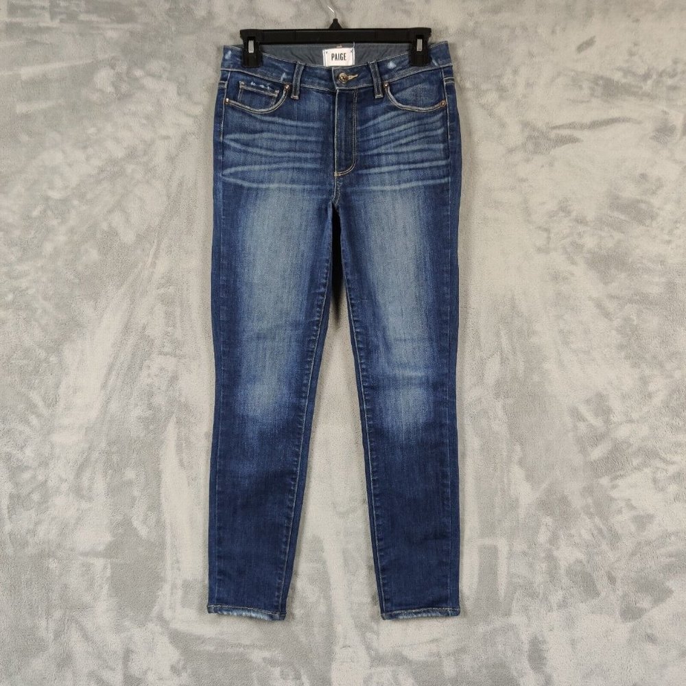 Paige Jeans Women 27 Blue Skinny Mid Rise Hoxton Ankle Denim Stretch 27Wx26L
